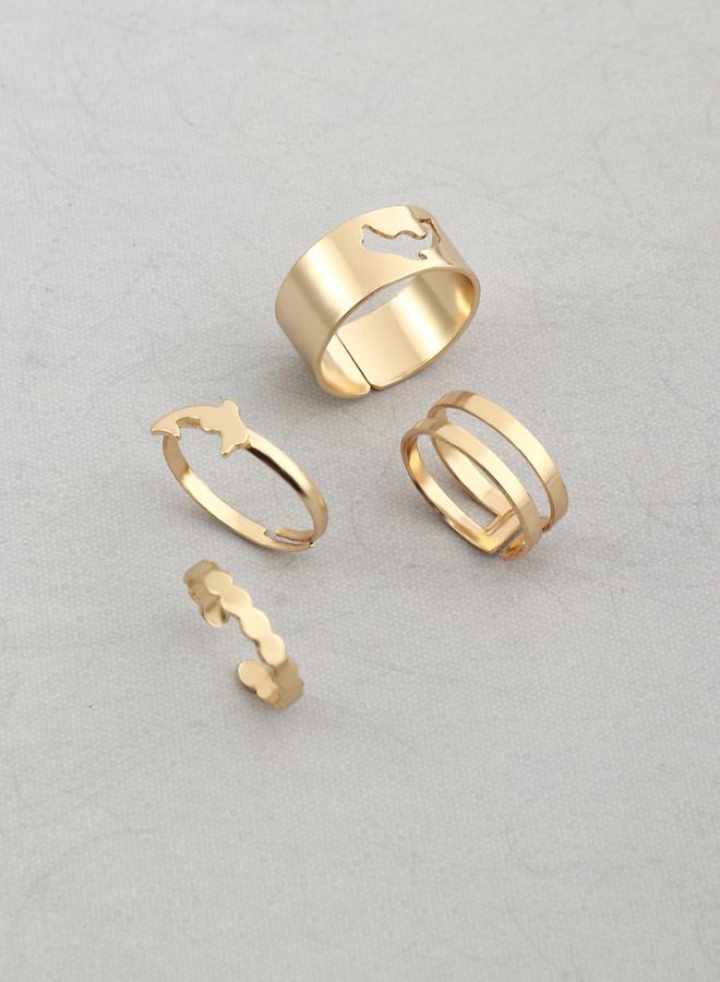 Take Two Set of 4 - Dolphin Accent Hollow Cut Rings - Image 1