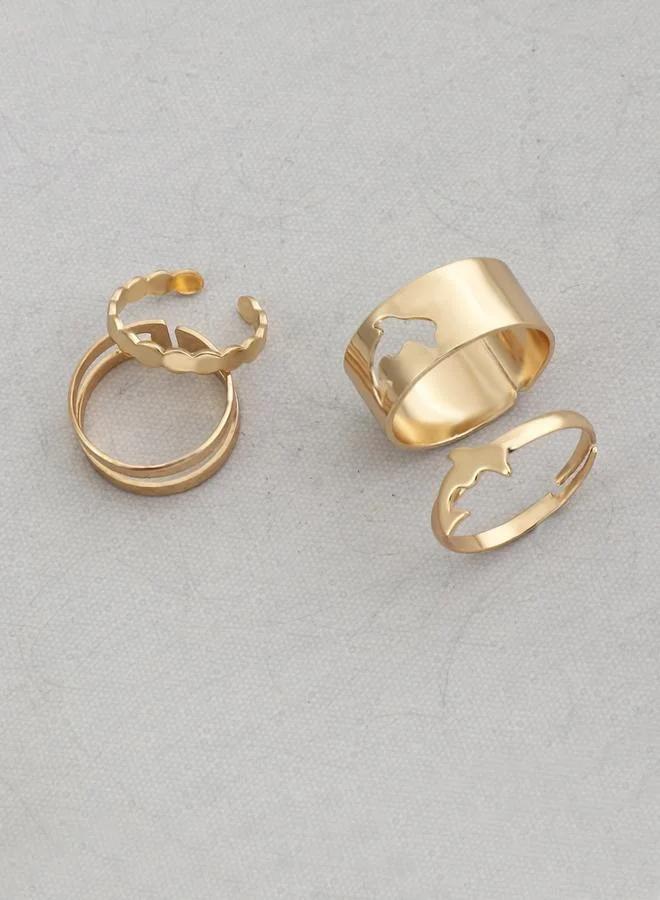 تايك تو طقم من 4 خواتم مفرغة بتصميم الدلفين