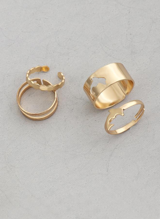Take Two Set of 4 - Dolphin Accent Hollow Cut Rings - Image 2
