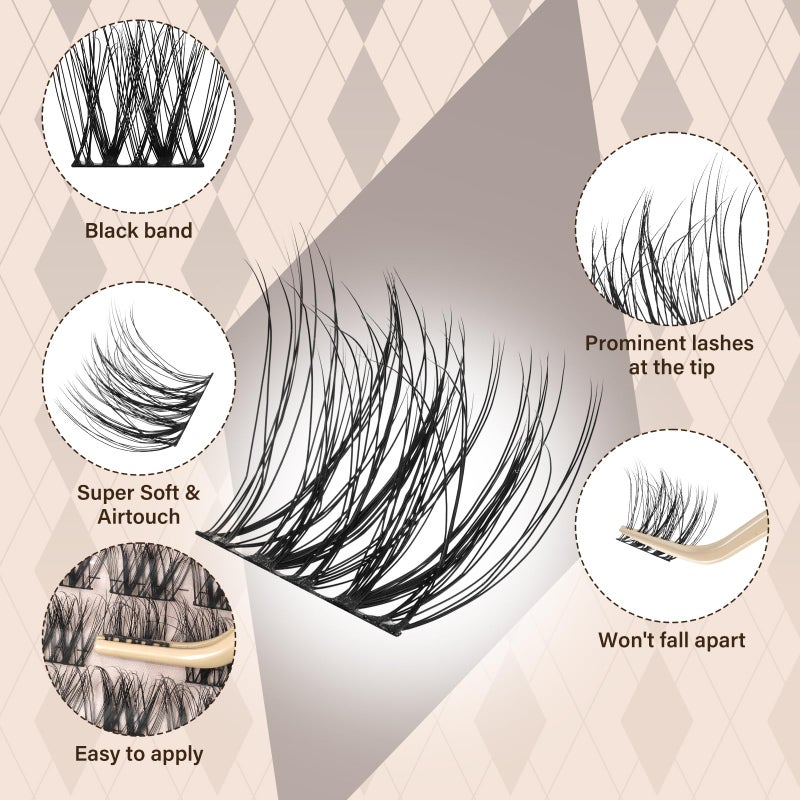 JMS&JMS Lash Clusters Kit Lash Extension Kit with Lash Bond and Seal Eyelash Applictor Lash Remover Eyelash Brush Lash Extension Kit for Beginner (3D BABY SOFIA-8-18mix) - Image 2