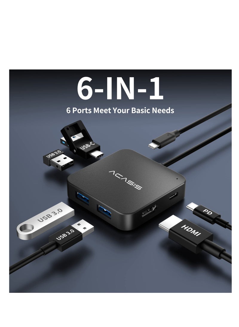 Captaintech USB C Hub, Multi-Port USB Type-C Hub with 4K HDMI, Power Delivery 100 W | 3 USB 3.0 Port | 1 Type-C 3.0 Port | USB Splitter Adapter for MacBook, Mac Mini, XPS, Laptop and USB C Devices (0.5ft) - Image 2