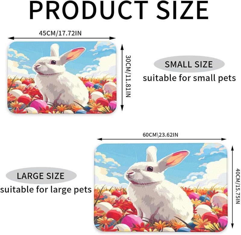 Pet Feeding Mat Easter Spring Summer Bunny Cute Eggs Flowers Rabbit Cr Dog Food Mat for Food Water No Stains Quick Dry Dispenser Cat Bowl Mats for Messy Drinkers 24x16In - Image 4