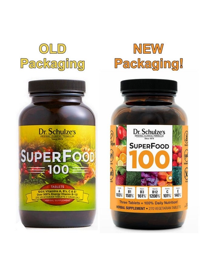 Dr. Schulze's | SuperFood 100 | Vitamin & Mineral Herbal Concentrate | Dietary Supplement | Daily Nutrition & Increased Energy | Gluten-Free & Non-GMO | Vegan & Organic | 270 Tabs | Packaging May Vary - Image 2