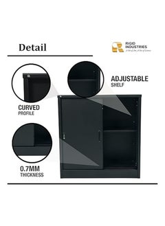 RIGID Steel Curved Sliding Doors Low hight Office Cupboard Black 94x90x45.5cm  - Image 3