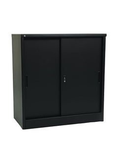 RIGID Steel Curved Sliding Doors Low hight Office Cupboard Black 94x90x45.5cm  - Image 5