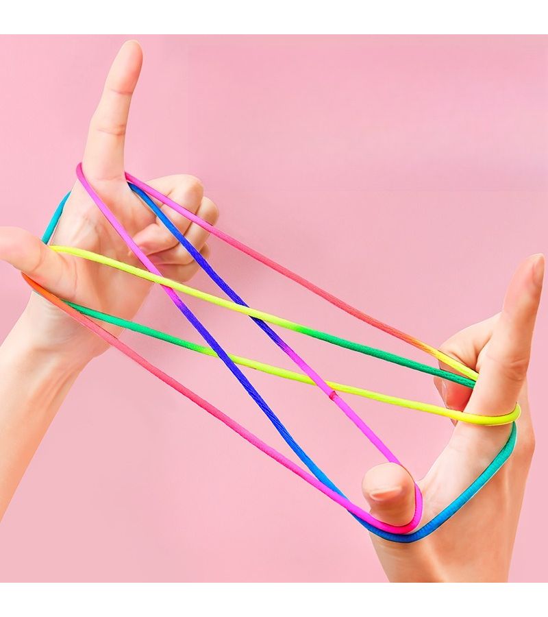 Assorted Rainbow Finger String 2Pcs Hand Game Rope for Jewelry Making Party Decoration - Image 2