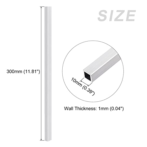 METALLIXITY Square Aluminum Tube (10mm x 10mm x 1mm x 300mm) 4Pcs, 6063 Aluminum Tubing - for Home Furnishing, Machinery - Image 2