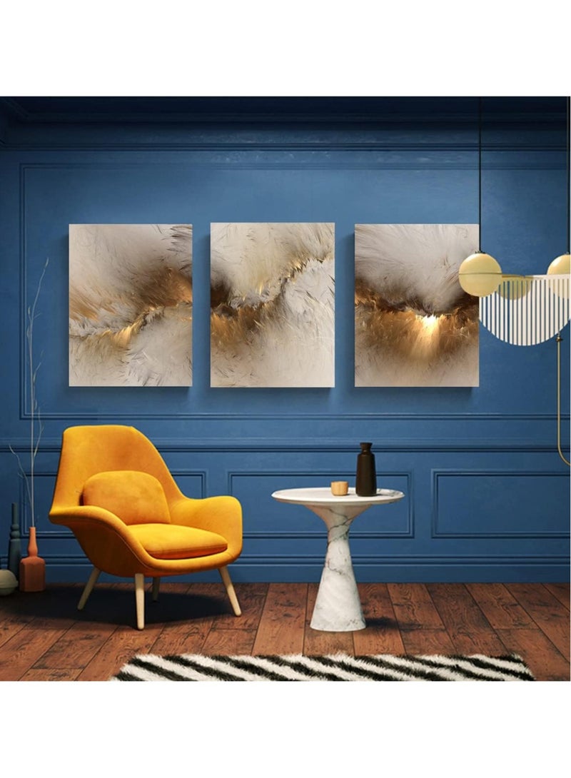 RATSAW Set Of 3 Framed Canvas Wall Arts for Living Room, Abstract Golden Cloud Paintings Artwork Wall Decor for Office Bedroom - Image 5