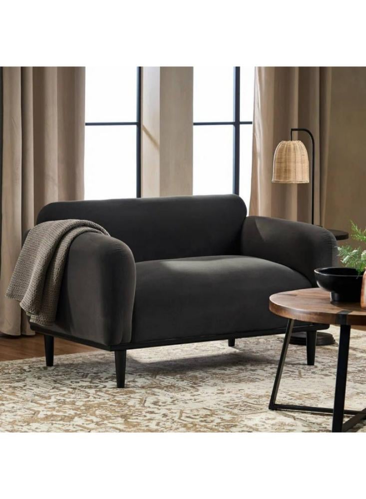 بيتك كنبة من البوكلية والخشب السويدي مقعدين بمقاس 160x85x85 سم - أسود- من بيتك - Image 1