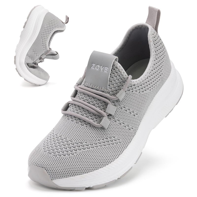 Zove Wide Toe Box Shoes Women Extra Wide Width Sneakers Ultra Light Road Running Shoes Non-Slip Tennis Sneakers Breathable Walking Athletic 8803 Grey 36 - Image 1
