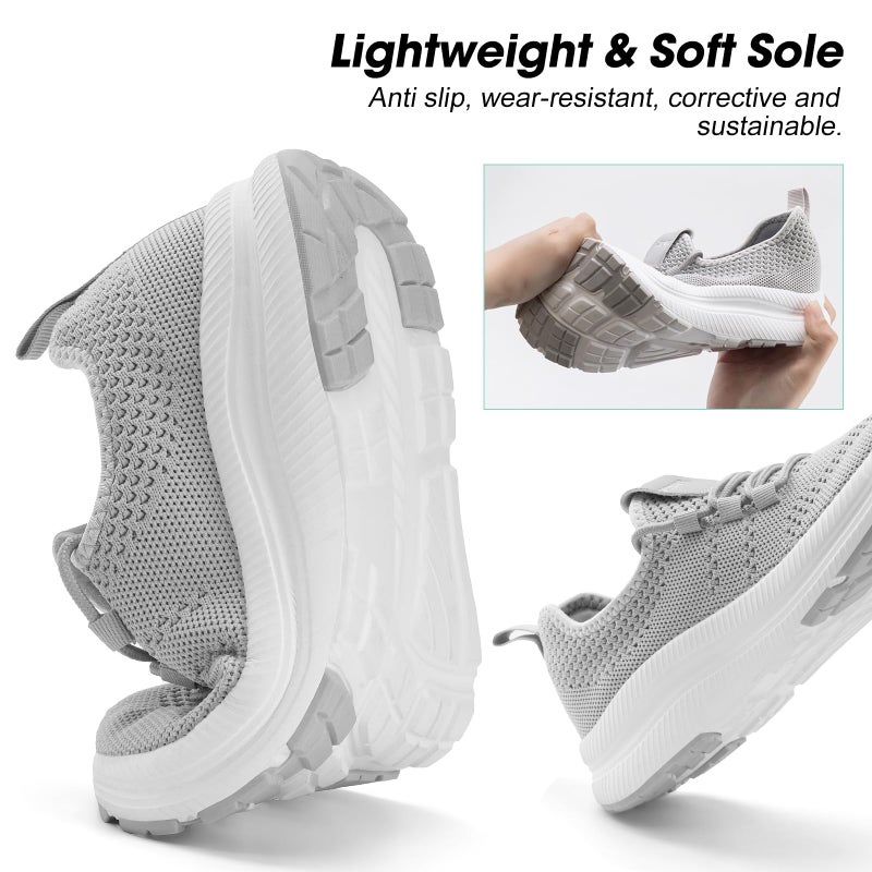 Zove Wide Toe Box Shoes Women Extra Wide Width Sneakers Ultra Light Road Running Shoes Non-Slip Tennis Sneakers Breathable Walking Athletic 8803 Grey 36 - Image 5