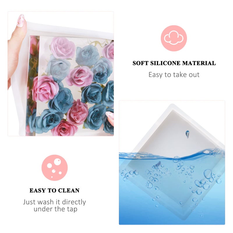 AOEDEO Square Silicone Molds for Resin, Large Resin Mold Glossy Deep Square Molds 6.6''x 2'' w (with 2 Small Square or Rectangular molds) Deep Epoxy Resin Molds for Flowers Bouquet Preservation - Image 3
