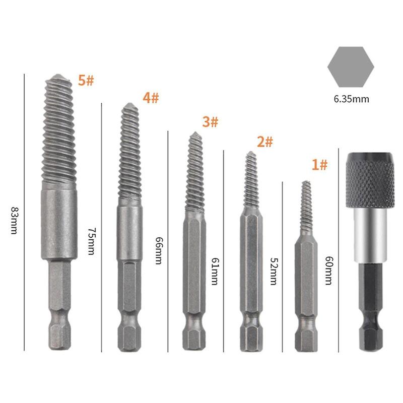 Screw Extractor: 5-Piece Quenched Steel Set - High Hardness & Durability, Precision Damaged Screw Remover for Stripped, Broken Head & Stuck Screws, Stainless Steel Bolts Grades 8.8 12.9, Hex Shank Dri - Image 3