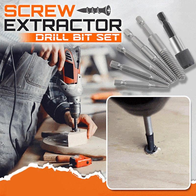 Screw Extractor: 5-Piece Quenched Steel Set - High Hardness & Durability, Precision Damaged Screw Remover for Stripped, Broken Head & Stuck Screws, Stainless Steel Bolts Grades 8.8 12.9, Hex Shank Dri - Image 1