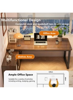 HXDream L-Shaped Desk L-Shaped Computer Desk Office Desk With Bookshelf Suitable For PC Bedroom Home Office  - Image 3