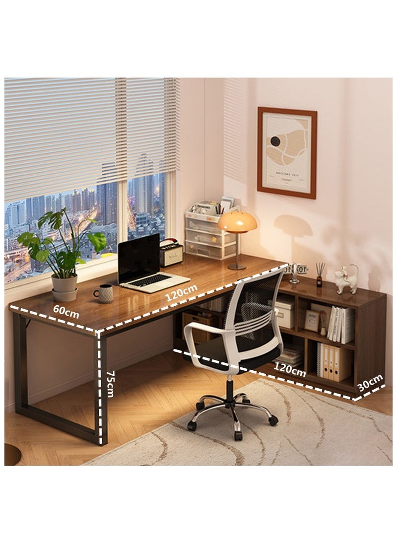 HXDream - L-Shaped Desk L-Shaped Computer Desk Office Desk With Bookshelf Suitable For PC Bedroom Home Office - Image 1