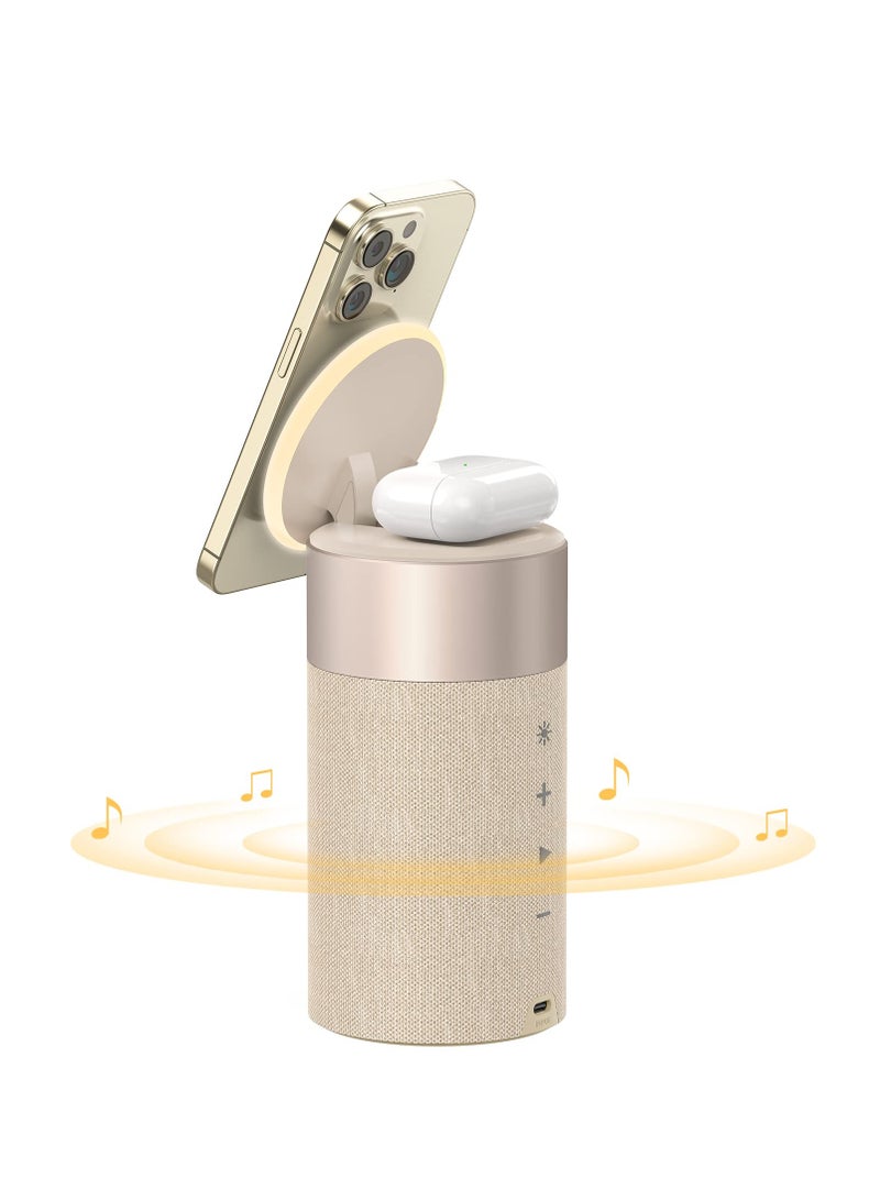 SYOSI Bluetooth Speaker, Magnetic Wireless Charger Phone Holder, Bluetooth Speakers with Night Light, 2 in 1 Wireless Charging Station with Night Light and Speaker for iPhone 14 13 12 - Image 1