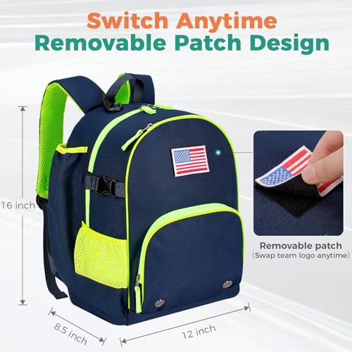 Choco Mocha TBall Bag for Boys Toddler Baseball Bag, Kids Baseball & Softball Backpack with Bat Holder, Dark Blue - Image 3