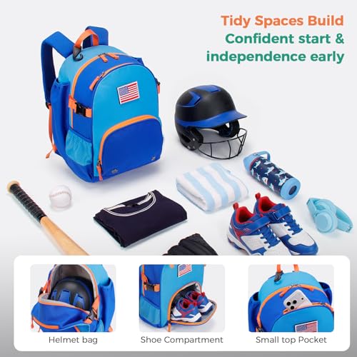 Choco Mocha TBall Bag for Boys Toddler Baseball Bag, Kids Baseball & Softball Backpack with Bat Holder, Dark Blue - Image 4