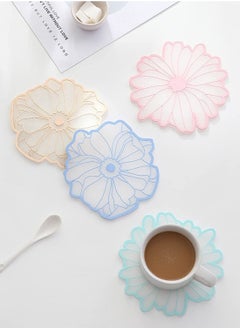 Y&D Flower Silicone Coasters for Drinks Heat Insulation Coaster Set of 4 Washable and Multi-Purpose Cute as Housewarming Gift Family Friend New House Woman  - Image 2