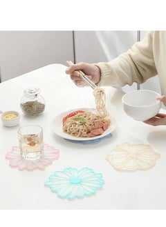 Y&D Flower Silicone Coasters for Drinks Heat Insulation Coaster Set of 4 Washable and Multi-Purpose Cute as Housewarming Gift Family Friend New House Woman  - Image 1