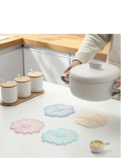Y&D Flower Silicone Coasters for Drinks Heat Insulation Coaster Set of 4 Washable and Multi-Purpose Cute as Housewarming Gift Family Friend New House Woman  - Image 4