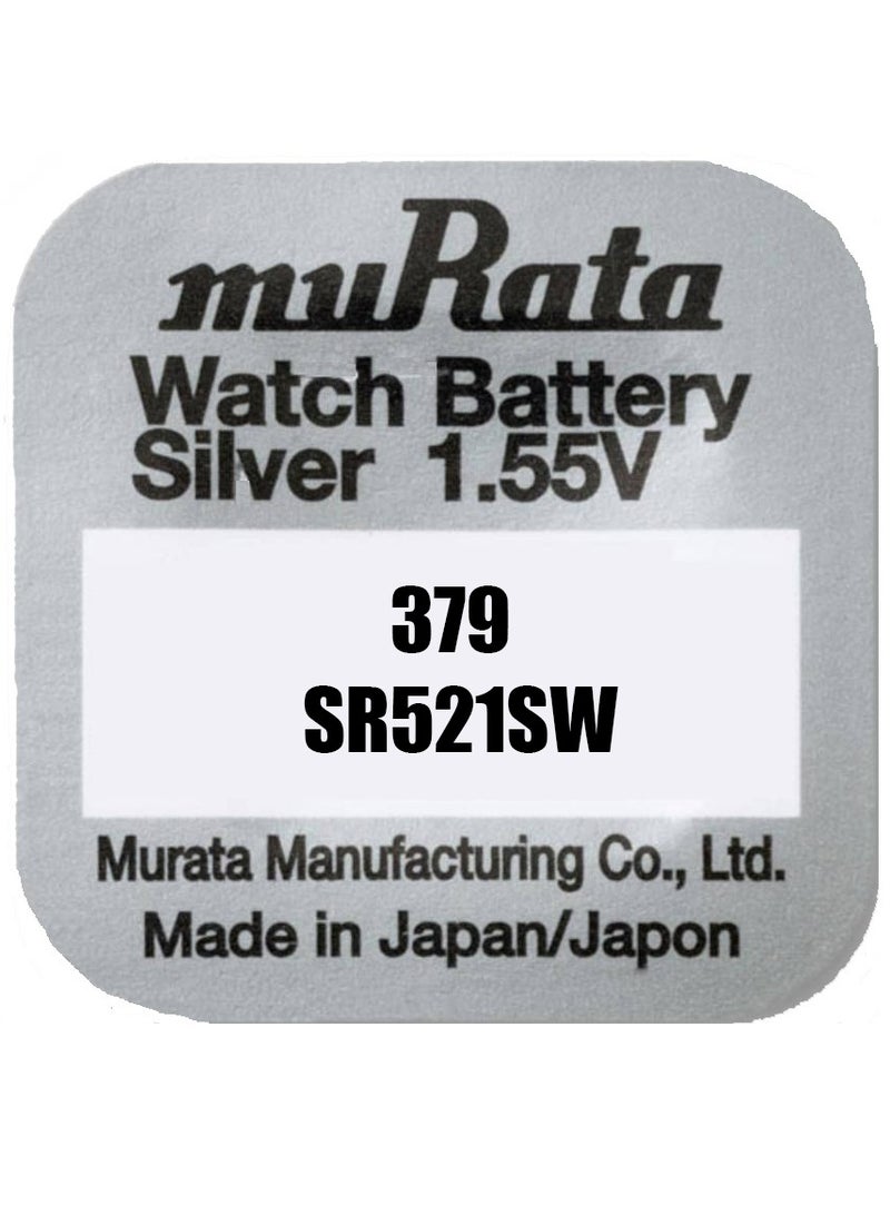 muRATA 5-Pieces Murata 379 / SR521SW Silver Oxide 1.55V Watch Batteries  - Image 2