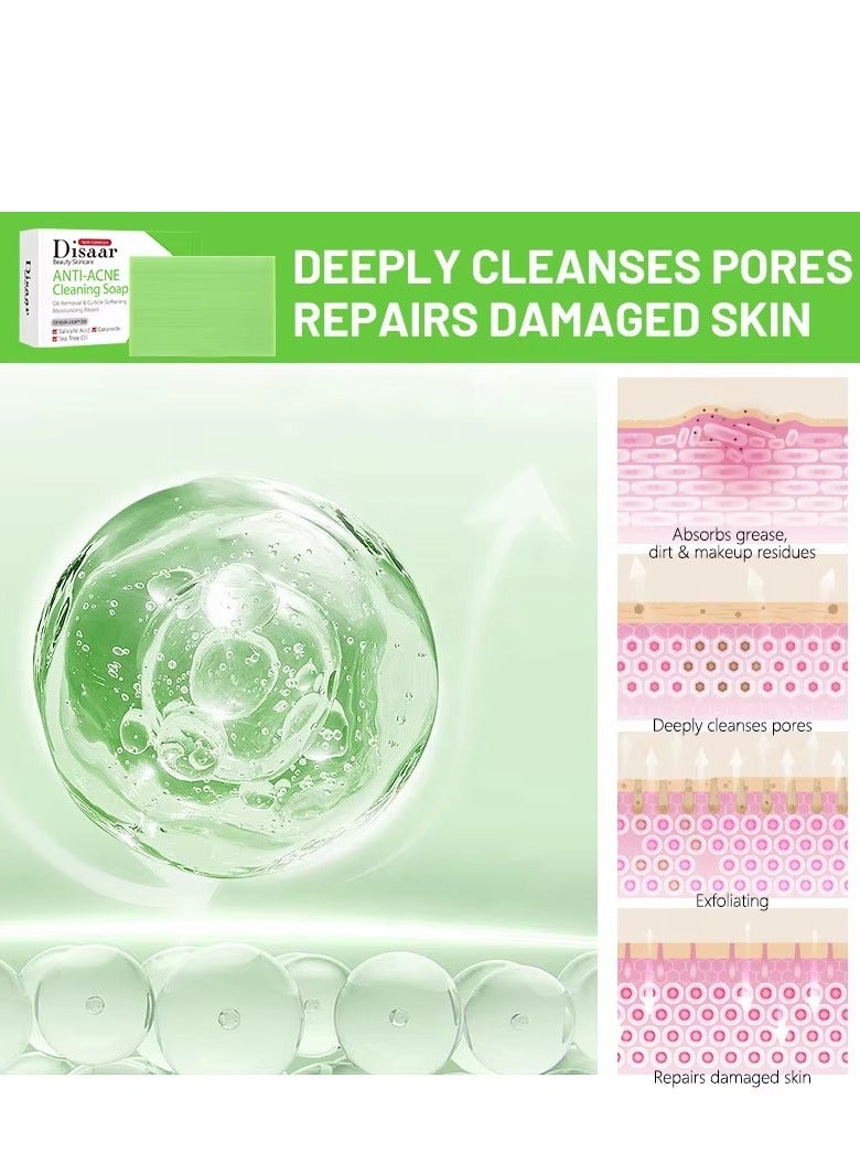 Disaar SA Anti Acne Cleansing Soap with Salicylic Acid Ceramide Tea Tree Oil for Pimples and Oily Skin  - Image 4