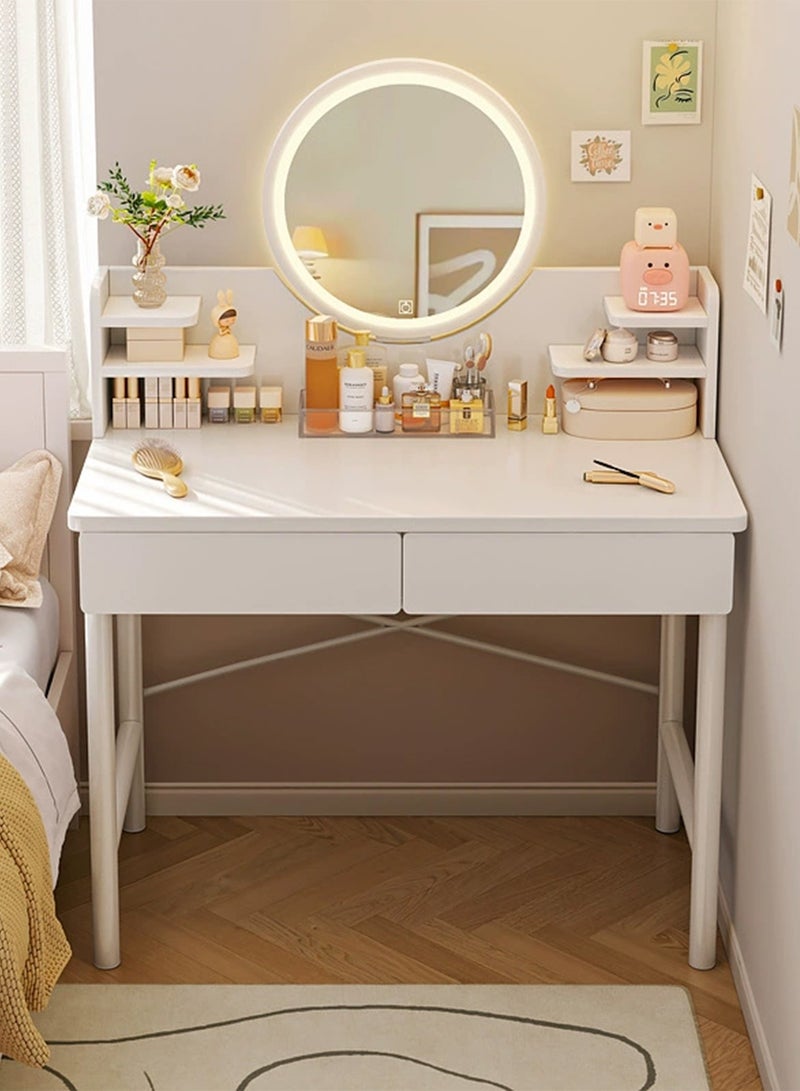 YY-Recheer Dressing Table with LED Mirror, Modern Dresser Bedroom Makeup Table with Drawer, USB Plug in Vanity Table - Image 1