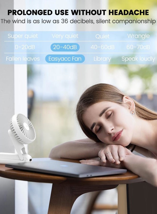 EasyAcc Portable HandHeld Fan, 5000mAh 32H Rechargable Personal Fan, 5 Speed Powerful & Ultra Quiet USB C Small Desk Fan, 180° Foldable Cooling Fan&PowerBank for Office Home Travel - Image 5