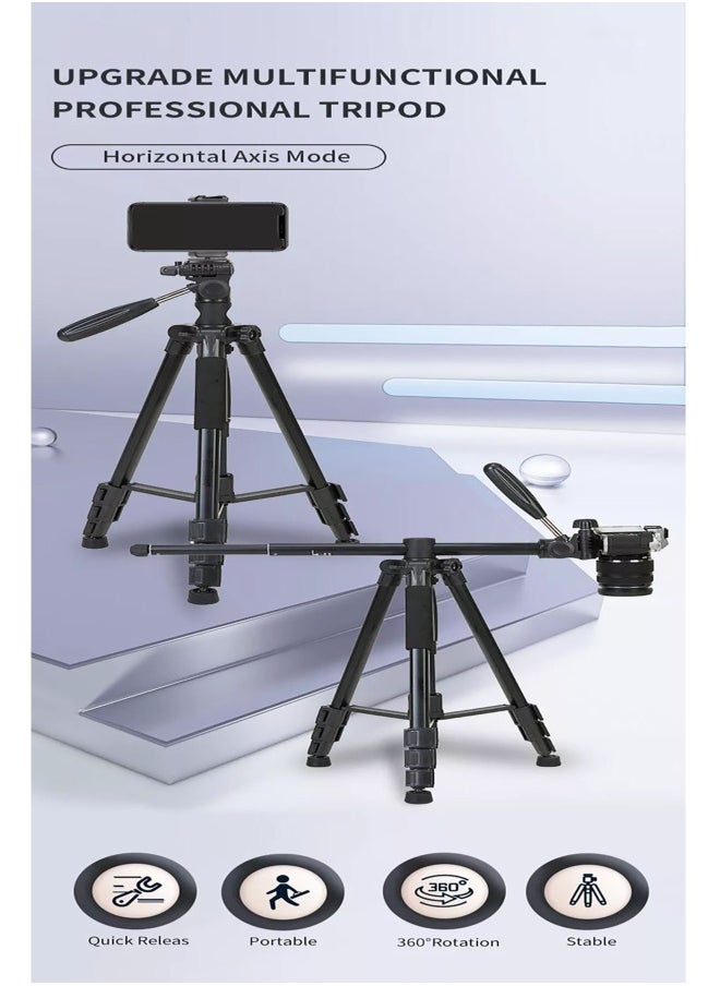 DUSALA Professional Aluminium Tripod Monopod for All DSLR Cameras Lightweight Tripod Stand 360 degree 3 way Head Travel Phone Stand Aluminum (KP-2274)  - Image 2