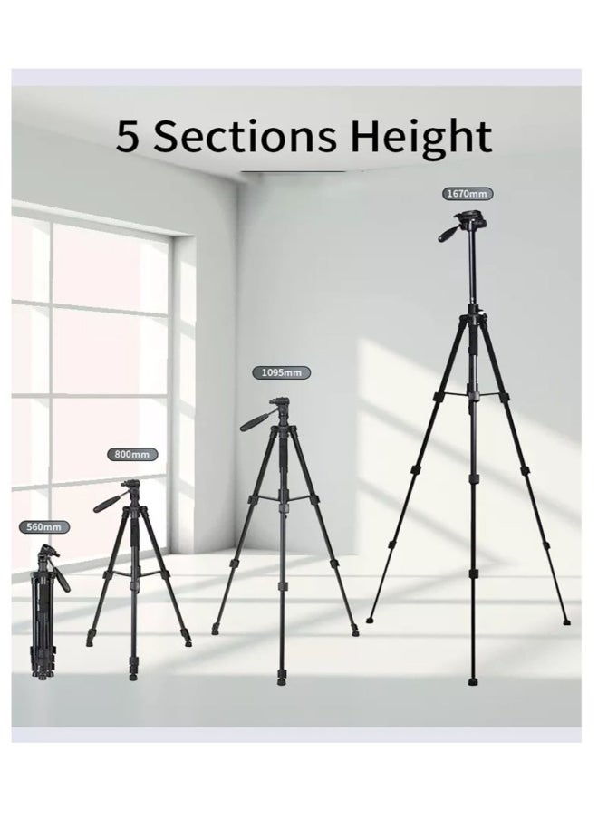 DUSALA Professional Aluminium Tripod Monopod for All DSLR Cameras Lightweight Tripod Stand 360 degree 3 way Head Travel Phone Stand Aluminum (KP-2274)  - Image 3