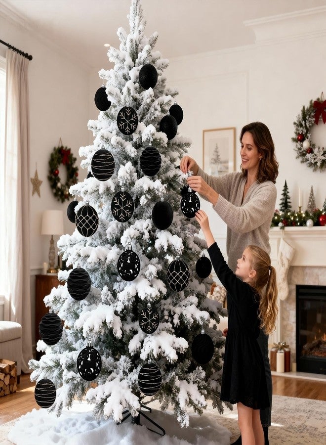 آرت ماج مجموعة كرات زينة عيد الميلاد المخملية من Artmag، 16 قطعة، كرات زينة بلاستيكية غير قابلة للكسر لشجرة عيد الميلاد، مقاس 2.36 بوصة، لتزيين عطلة الشتاء (أسود) - Image 2