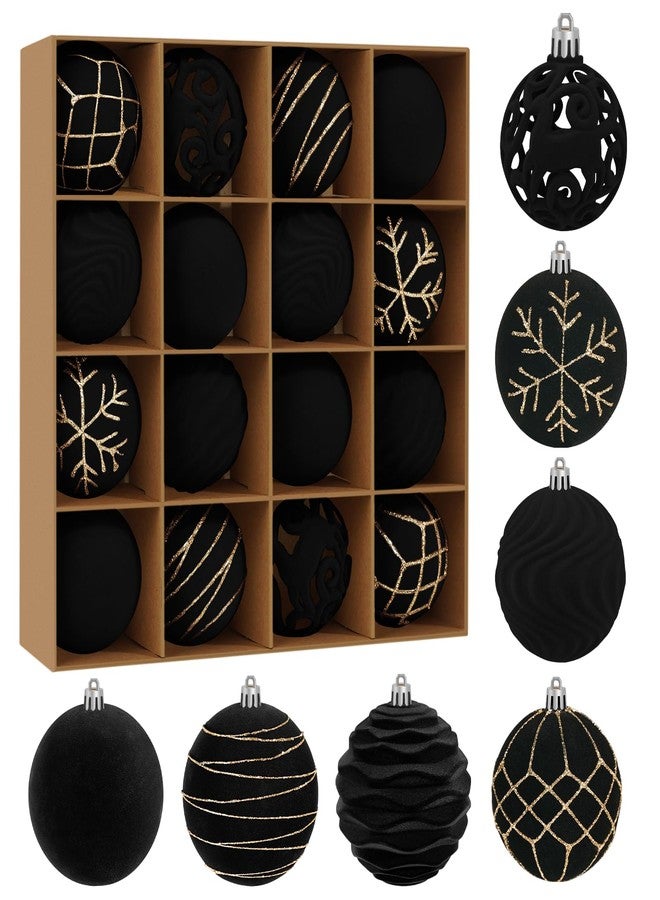 آرت ماج مجموعة كرات زينة عيد الميلاد المخملية من Artmag، 16 قطعة، كرات زينة بلاستيكية غير قابلة للكسر لشجرة عيد الميلاد، مقاس 2.36 بوصة، لتزيين عطلة الشتاء (أسود) - Image 1