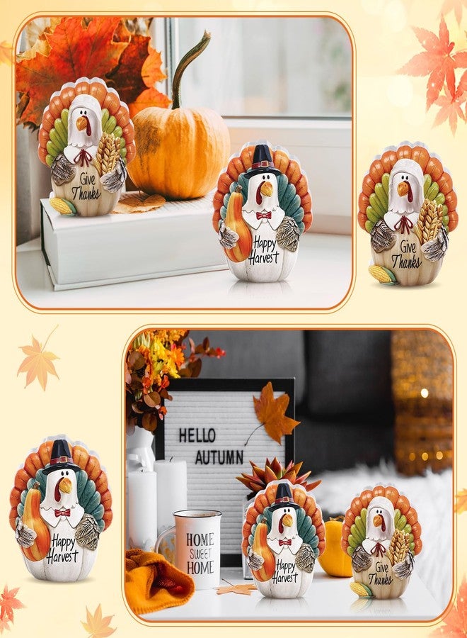 Menkxi 2 Pcs Thanksgiving Turkey Figurines Wooden Turkey Decor for Home Fall Harvest Indoor Table Centerpieces for Autumn Fall Thanksgiving Home Office Desk Party Supplies - Image 5