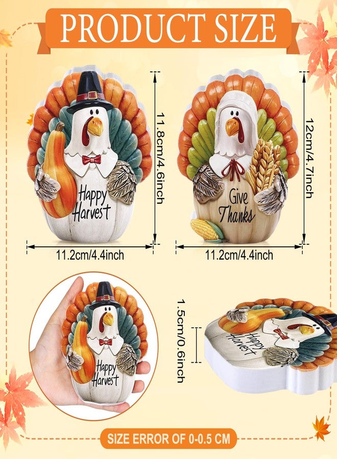 Menkxi 2 Pcs Thanksgiving Turkey Figurines Wooden Turkey Decor for Home Fall Harvest Indoor Table Centerpieces for Autumn Fall Thanksgiving Home Office Desk Party Supplies - Image 2