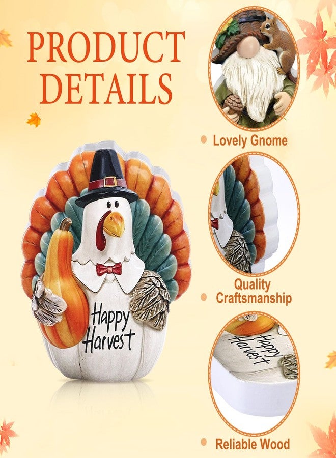 Menkxi 2 Pcs Thanksgiving Turkey Figurines Wooden Turkey Decor for Home Fall Harvest Indoor Table Centerpieces for Autumn Fall Thanksgiving Home Office Desk Party Supplies - Image 3