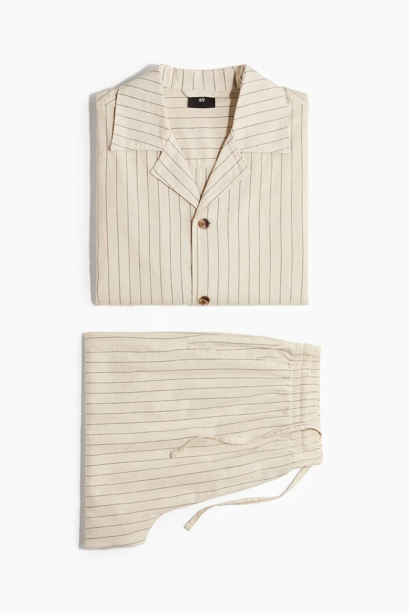 H&m Linen-blend resort shirt and shorts set