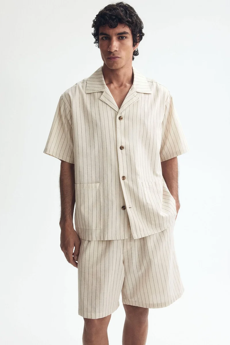 H&M  Linen-blend resort shirt and shorts set for Men | Best Price UAE