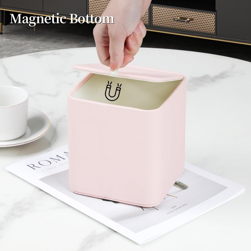 MEIBOOCH PU Leather Tissue Box Cover with Magnetic Closure, Square Tissue Box Holder with Rounded Edges Design (Pink, Square) - Image 3