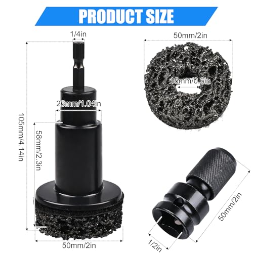 IMeanTop Wheel Hub Cleaning Tool Kit, Wheel Hub Resurfacing kit Includes 7 Pads, Fits Power Drill & 1/2" Impact Driven Wrenches, for Wheel Studs, Hubs, Rotors and Surface of Hub Cleaning - Image 2