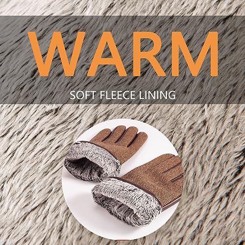 LADYBRO Herringbone Tweed Gloves for Men Touchscreen Winter Warm Lined Driving Black Brown Wool Blend Retro 1920s, S-XXL - Image 3