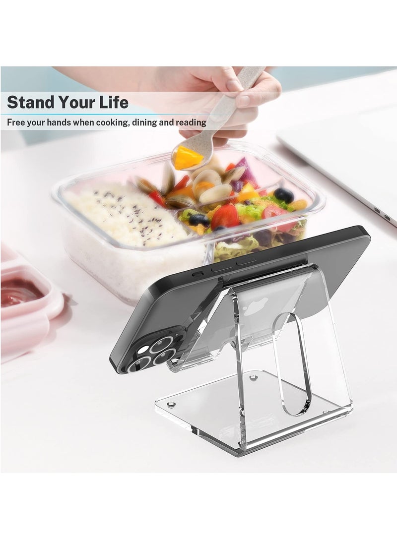 Excefore Acrylic Cell Phone Stand, Clear Phone Holder, Portable Transparent Phone Stand for Desk Phone Dock Cradle Compatible with Phone15 14 13 Pro Max Mini Plus, Switch, Pad, Tablet, Desk Accessories - Image 2