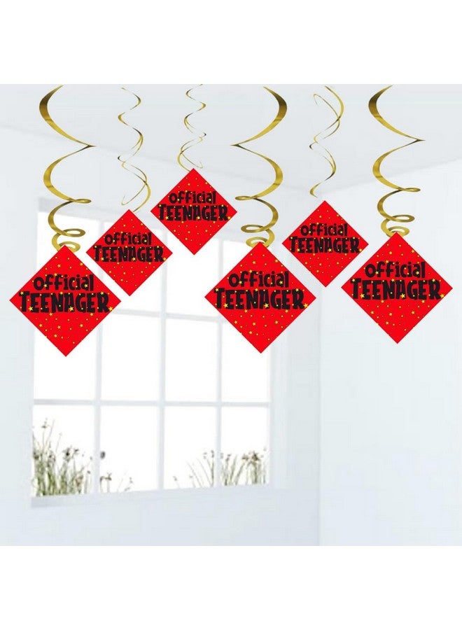 Balloonistics Official Teenager Ceiling Swirl Decorations Birthday Cutout Festive Party Supplies Decorations Event Party (Pack of 6 Swirls and Cutouts) - Image 1