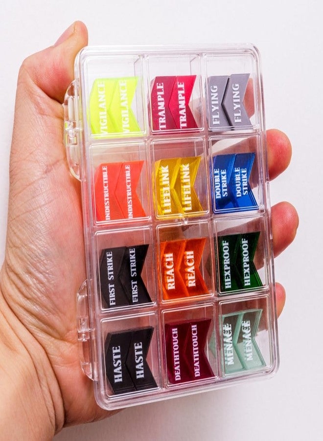 PUGED 72 Pieces MTG Keyword Counters with Box for Magic The Gathering Colored MTG Creature Stats Buff Tokens MTG Gift Accessories (Keyword Counters) - Image 4