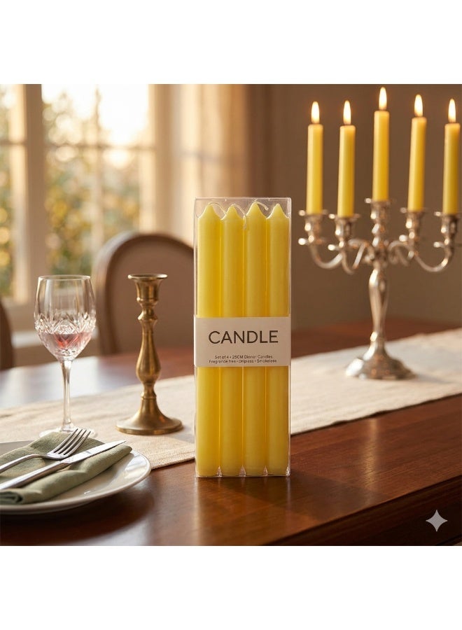 Candle | Yellow Candle | Frangrance Free Candle | Smokeless Candle | set of 4 - Image 2