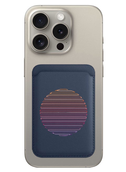 Magnetic Wallet, Compatible with MagSafe Wallet, for iPhone Wallet, for iPhone 16/15/14/13/12 Series, Not for iPhone 13/12 mini, 3 Card Holder, Vegan Leather, Navy - Linear Light