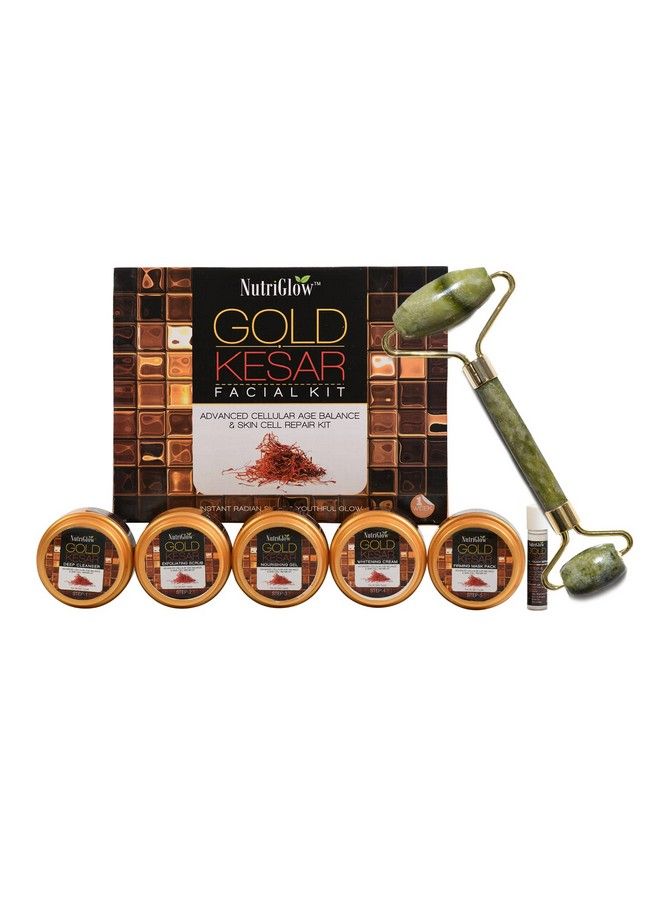 NUTRIGLOW Gold Kesar Facial Kit; 6Pieces Skin Care 260Gm With Jade Roller - Image 2