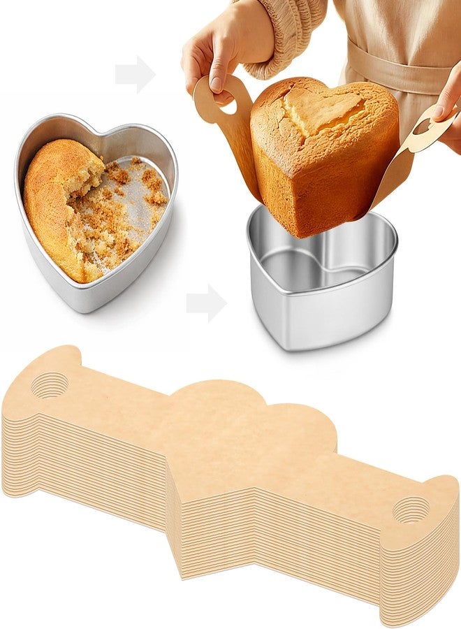 Willinglong 50 Pcs Heart Shaped Parchment Papers for Baking Cooking mother day Heart Cake Pan Non Stick Pre Cut Parchment Paper Sheets with Long Handle for Kitchen, Wedding, Pan Not Included (8 Inch) - Image 1