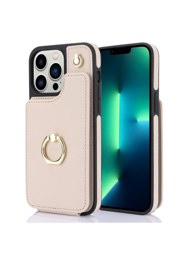 زبون جراب هاتف iPhone 13 Pro Max YM005 بملمس الجلد وحقيبة بطاقات مع حبل طويل - Image 1